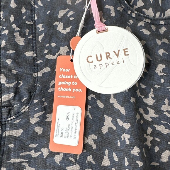 Curve Appeal Womens Jeans Midrise Skinny Abstract Leopard Print Size 20W NWT $68 - Picture 5 of 15